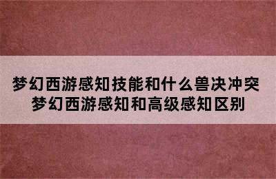 梦幻西游感知技能和什么兽决冲突 梦幻西游感知和高级感知区别